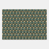 Art Deco Teal & Gold Fan Pattern Wrapping Paper (Voorkant 3)