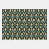 Art Deco Teal & Gold Fan Pattern Wrapping Paper (Voorkant 2)