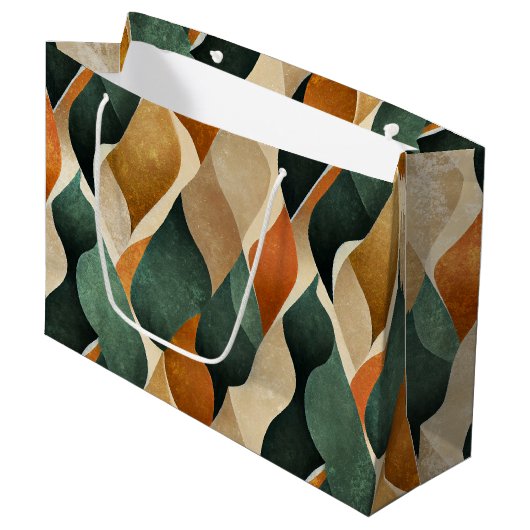 Art Deco Teal & Gold Geometric Pattern (4) Groot Cadeauzakje (Voorkant Gekanteld)
