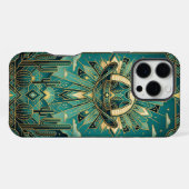 Art Deco Teal & Gold iPhone 16 Pro Max Case  Hoesje (Achterkant horizontaal)