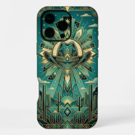 Art Deco Teal & Goud iPhone 16 Pro Max Hoesje