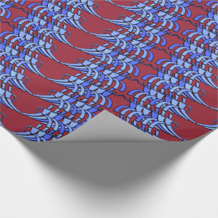 Art Deco Team Spirit (Cranberry en Blues) Cadeaupapier