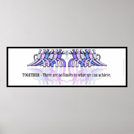 Art Deco Teamwork Motivatie banner (plum, Blue) Poster