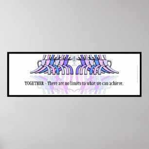 Art Deco Teamwork Motivatie banner (plum, Blue) Poster
