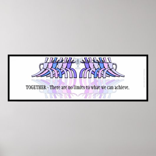 Art Deco Teamwork Motivatie banner (plum, Blue) Poster (Voorkant)