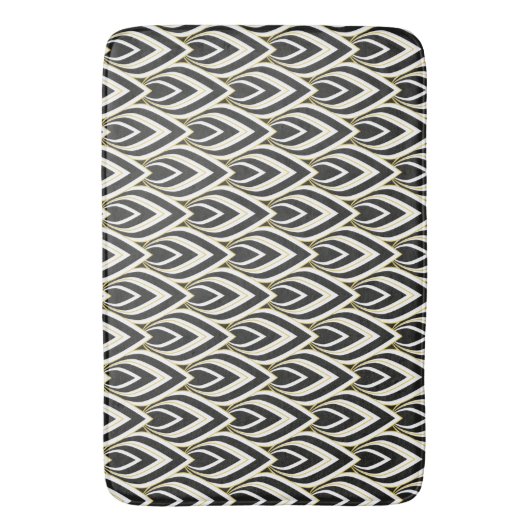 Art Deco Teardrop Black, Gold, White Tiled Badmat (Voorkant Verticaal)
