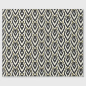Art Deco Teardrop Black, Gold, White Tiled Cadeaupapier (Vlak)