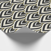 Art Deco Teardrop Black, Gold, White Tiled Cadeaupapier (Hoek)