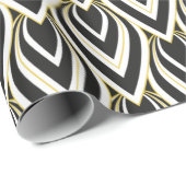Art Deco Teardrop Black, Gold, White Tiled Cadeaupapier (Rol Hoek)