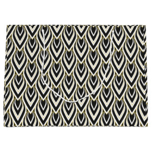 Art Deco Teardrop Black, Gold, White Tiled Groot Cadeauzakje