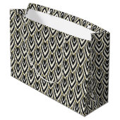Art Deco Teardrop Black, Gold, White Tiled Groot Cadeauzakje (Achterkant Gekanteld)