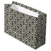 Art Deco Teardrop Black, Gold, White Tiled Groot Cadeauzakje (Voorkant Gekanteld)