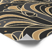 Art Deco Tegel Floral. Blauwbloem Poster (Hoek)