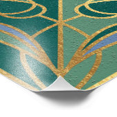 Art Deco Tegel Floral. Groen, blauw en goud Foto Afdruk (Hoek)