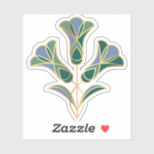 Art Deco Tegel Floral. Groen, blauw en goud Sticker (Vel)