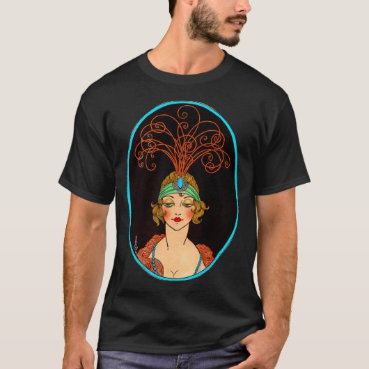 Art deco tekening van een flapper t-shirt (Voorkant)