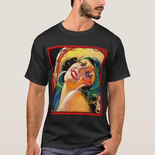 Art deco tekening van een flapper t-shirt (Voorkant)