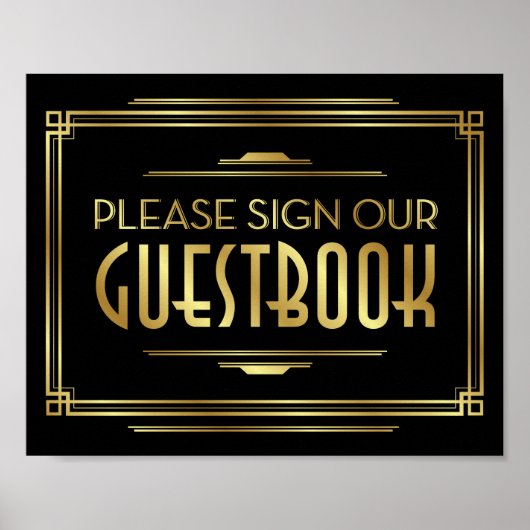 Art Deco-tekening waarop we ons GUESTBOOK-teken af Poster (Voorkant)