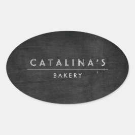 Art Deco-tekst op zwart hout Ovale Sticker