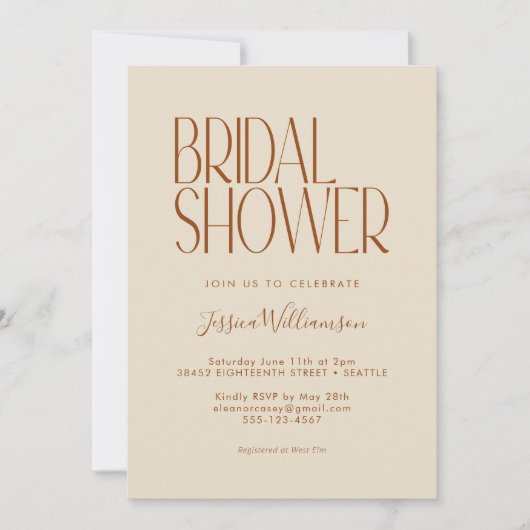  Art Deco Terracotta Rust Vrijgezellenfeest Kaart (Voorkant)