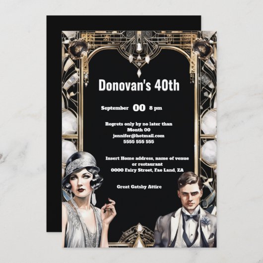 Art deco The Great Gatsby Flapper meisje man jaren Kaart (Voorkant / Achterkant)