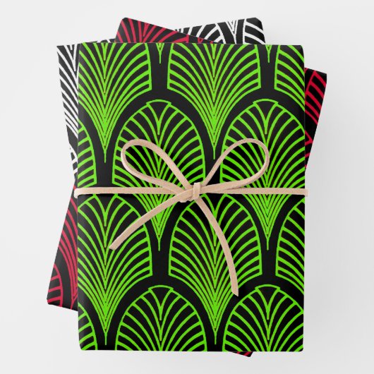 Art Deco thema geschenkverpakking voor Kerstmis Inpakpapier Vel (In situ)