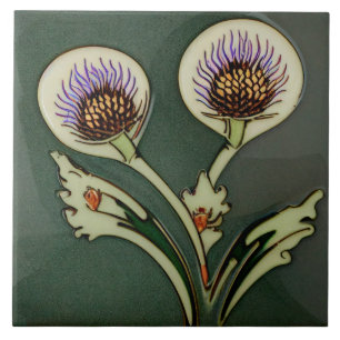 Art Deco Thistle Wall Decor Art Nouveau Ceramic Ti Tegeltje