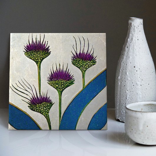 Art Deco Thistle Wall Decor Art Nouveau Keramische Tegeltje
