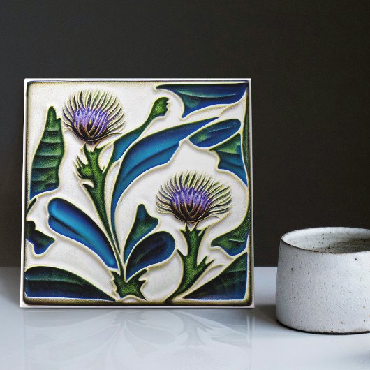 Art Deco Thistle Wall Decor Art Nouveau Keramische Tegeltje