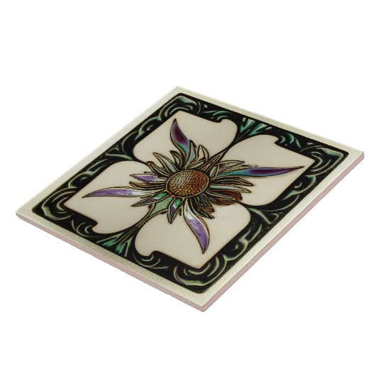 Art Deco Thistle Wall Decor Art Nouveau Tegeltje (Zijkant)