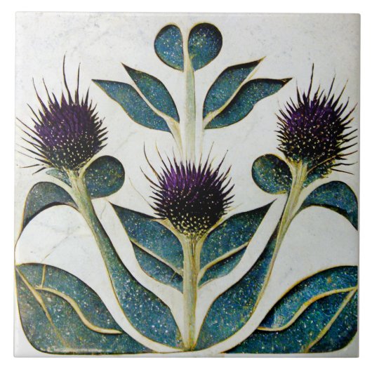 Art Deco Thistle Wall Decor Art Nouveau Tegeltje (Voorkant)