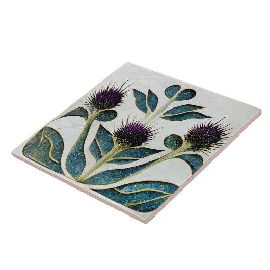 Art Deco Thistle Wall Decor Art Nouveau Tegeltje (Zijkant)
