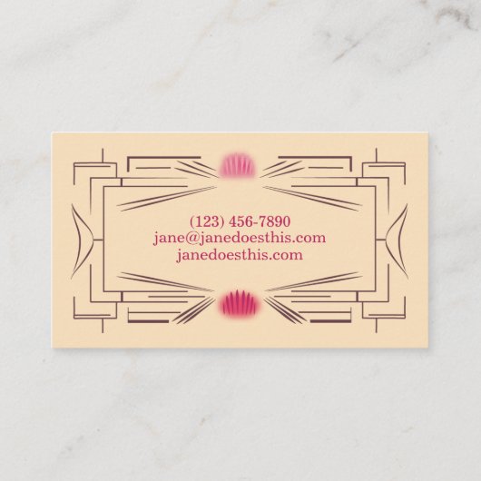 Art Deco Ticket Business Card by Elaine Leon (Achterkant)
