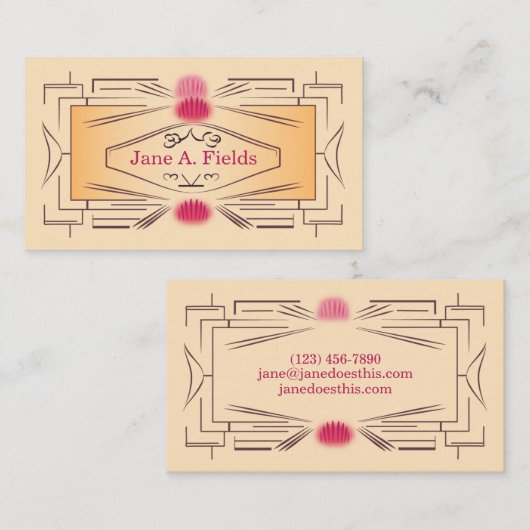 Art Deco Ticket Business Card by Elaine Leon (Voorkant / Achterkant)
