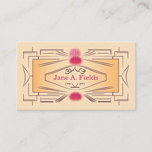 Art Deco Ticket Business Card by Elaine Leon (Voorkant)