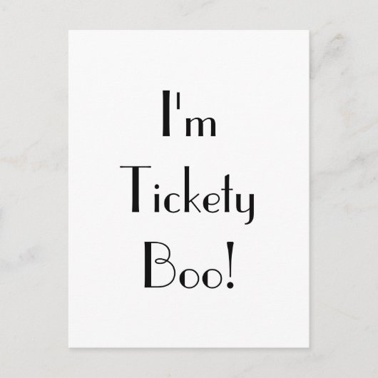 Art Deco Tickety Boo Typografie Briefkaart (Voorkant)