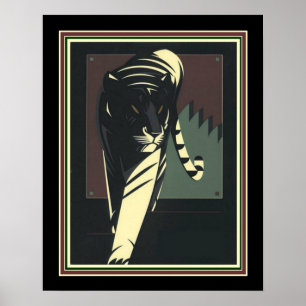 Art Deco Tiger Afdrukken 16 x 20 Poster