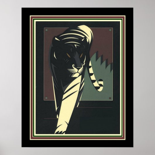 Art Deco Tiger Afdrukken 16 x 20 Poster (Voorkant)