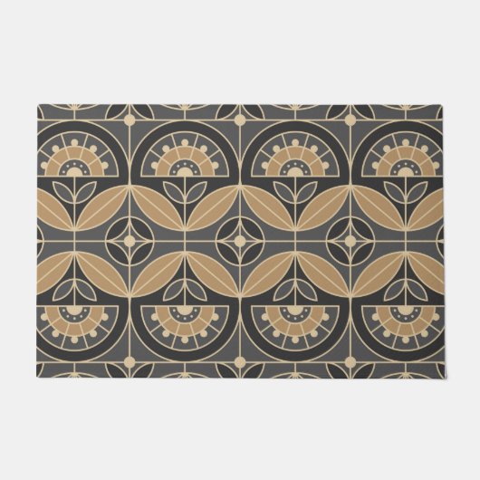 Art Deco Tile Floral 2 (grijs en zand) Deurmat (Voorkant)