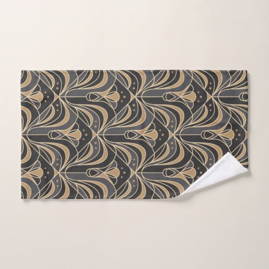 Art Deco Tile Floral. Blauwbloem Bad Handdoek (Handdoek)