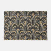 Art Deco Tile Floral. Blauwbloem Deurmat (Voorkant)