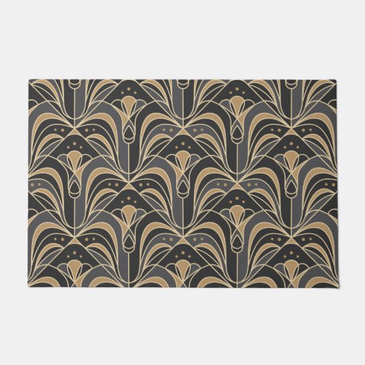 Art Deco Tile Floral. Blauwbloem Deurmat (Voorkant)