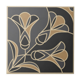 Art Deco Tile Floral. Blauwbloemen 2 Tegeltje