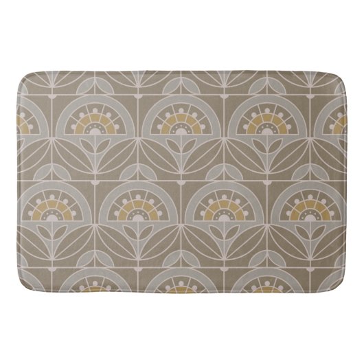 Art Deco Tile Floral (evergroene mist) Badmat (Voorkant)