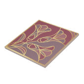Art Deco Tile Floral. Mauve en Gold Tegeltje (Zijkant)