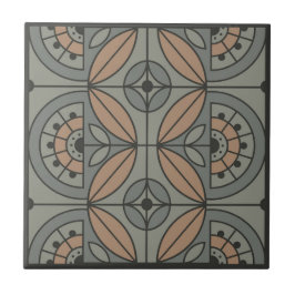 Art Deco Tile Floral (steenbeek en zandsteen) Tegeltje