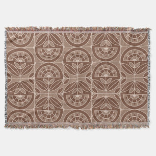 Art Deco Tile Floral (terracota) Deken