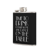 Art Deco Time to Drink Champagne Black & White Heupfles (Links)