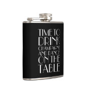 Art Deco Time to Drink Champagne Black & White Heupfles (Rechts)