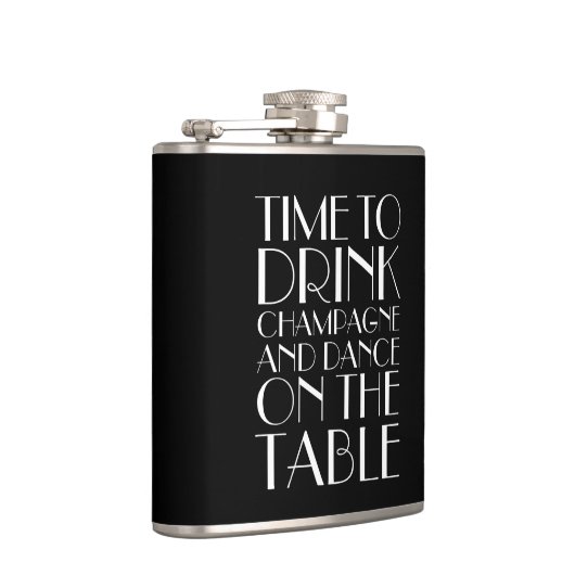 Art Deco Time to Drink Champagne Black & White Heupfles (Rechts)